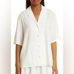 NWT Rebecca Taylor Cabana Short Sleeve Linen Blend White Size Medium